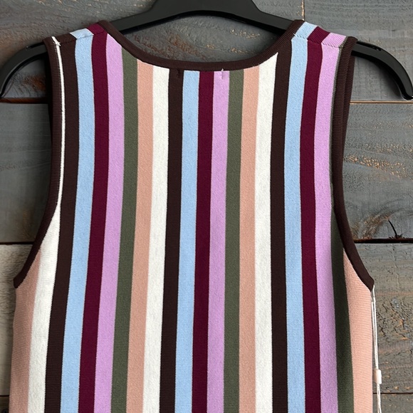 $428 Ronny Kobo Arielle Striped Bodycon Knit Mini Dress Retro 90s - Picture 7 of 12